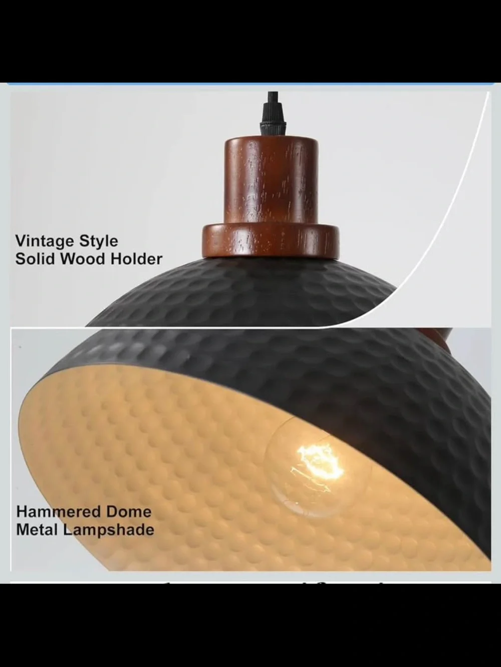 NWT Hammered Dome Pendant Lighting, Black (Hardwired)